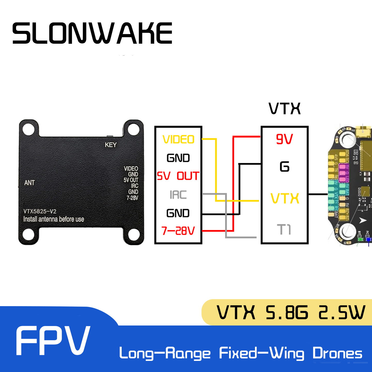 SLONWAKE 5.8G 48CH FPV Transmi - Drone Racing Transmitter のレビューと価格